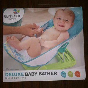 Summer Infant (9580) Deluxe Baby Bather - Blue + ( 2 BONUS Baby Item )